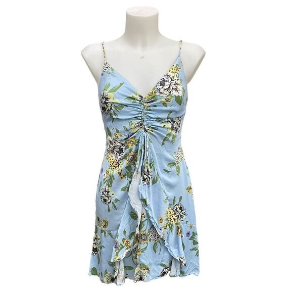 Free People Women's Happy Heart‎ Mini Dress in Blue Floral size small - Picture 1 of 9